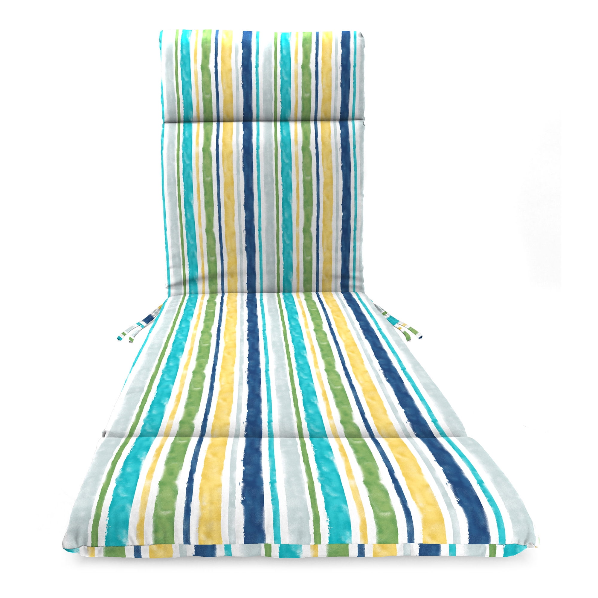 Jordan Manufacturing 72" x 21" Italian Skyway Multicolor Stripe Rectangular Outdoor Chaise Lounge Cushion with Ties and Hanger Loop
