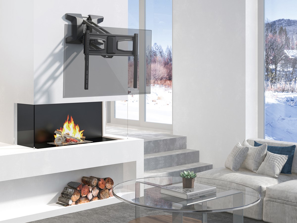 Monoprice Motorized Electric Above Fireplace Mantel Height Adjustable Full-Motion TV Wall Mount for TVs 37in to 80in, Weight Capacity 77lbs, VESA up to 600x400, Rotating, Height Adjustable