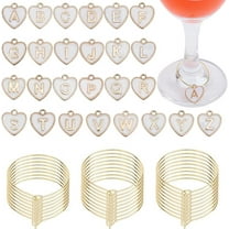 26 Sets Wine Charms for Stem Glasses Cup Tags with Rings Heart Enamel Charms Letters Glass Charm Goblet Drink Markers Tags Favors Wedding Decorations
