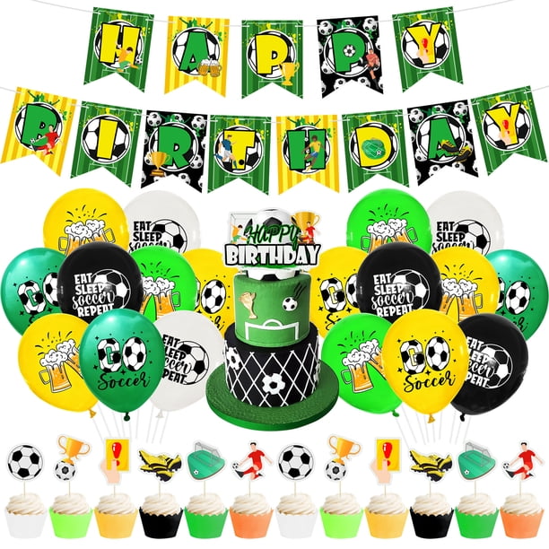 Set de decoración para fiestas de cumpleaños con temática de fútbol, 18 piezas