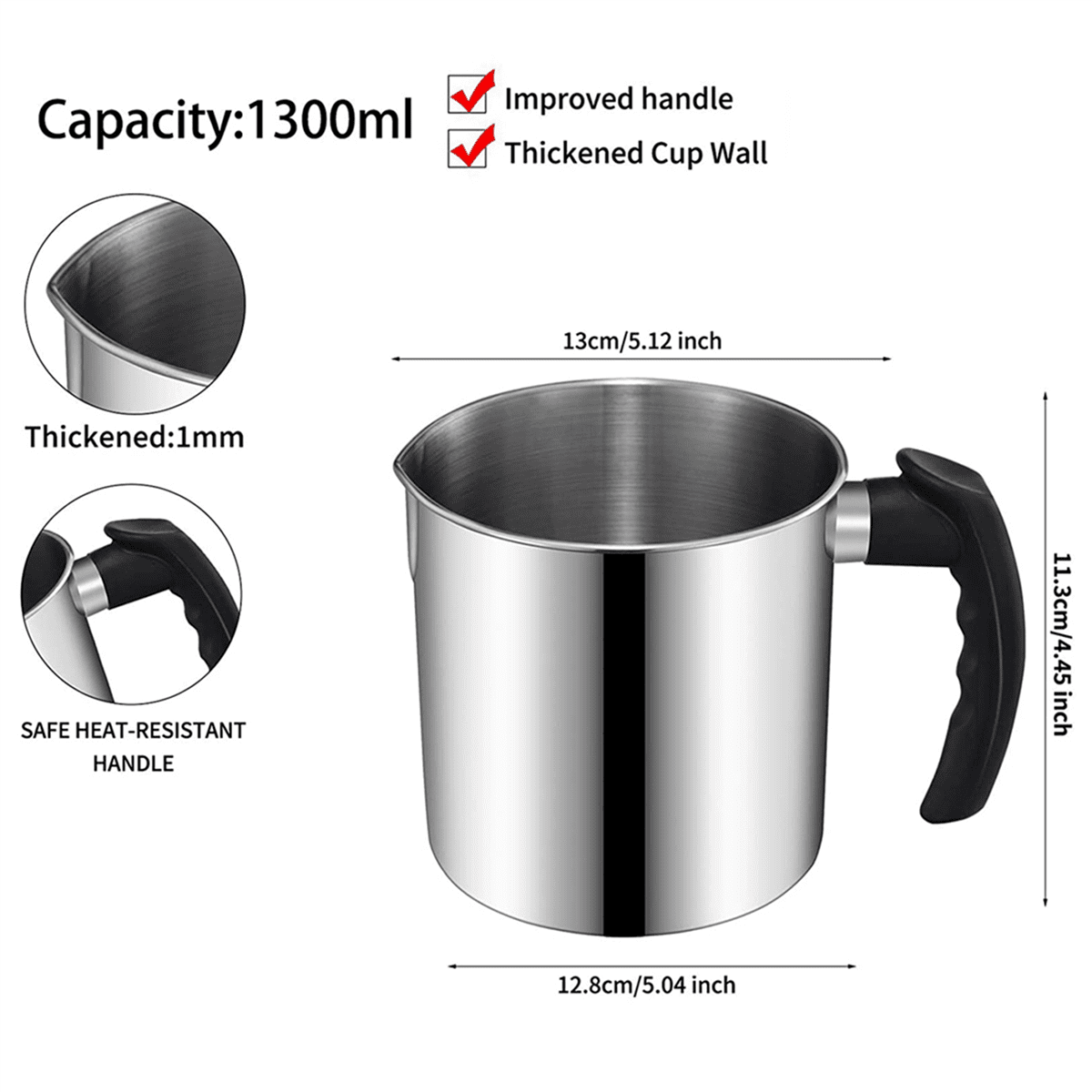 3X Candle Making Pouring Pot, 44 Oz Double Boiler Wax Melting Pot, Candle Making Pitcher, Heat- Handle