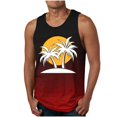 thumbnail image 2 of BXINGOHAI Mens Summer Beach Tank Top Tropical Hawaiian Palm Tree Print Sleeveless Shirts Muscle Tee Vacation Shirts Red,XXL, 2 of 5