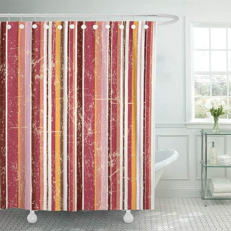Bsdhome Red Stripe Vintage Strip, Colorful Funky Shower Curtain