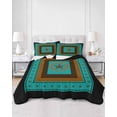 thumbnail image 2 of Quilts Twin Size Bedding Set, Green Western Lightweight Quilted Comforter, Vintage Texas Stars Country Wheats Soft Reversible Bedspread Coverlet with Pillow Covers for All Season, 68" x 86", 2 of 7
