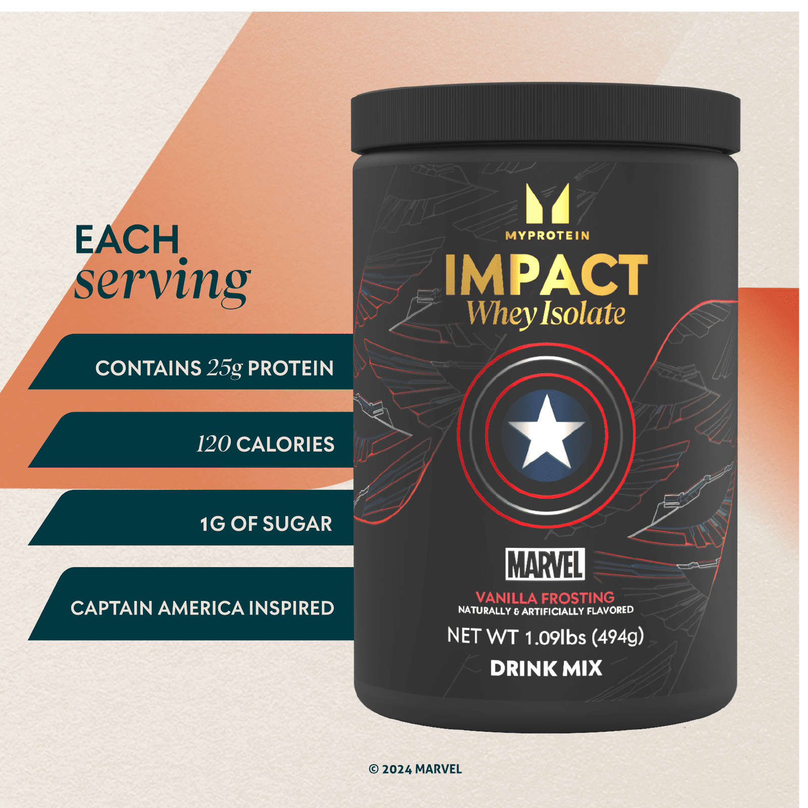 Myprotein Impact Whey Isolate Marvel (USA) Vanilla Frosting, 1.1 lbs, 17 Servings