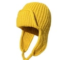 thumbnail image 6 of Skymirror Women Knitted Hat Earflap Beanie Super Soft Solid Color Thickened Windproof Cold Weather Fashion Knitted Cap, 6 of 7