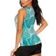 thumbnail image 3 of Bixox Women's Teal Turquoise 1 Printed Sleeveless Fitness Workout Running Quick-Dry Tank Top, 3 of 5