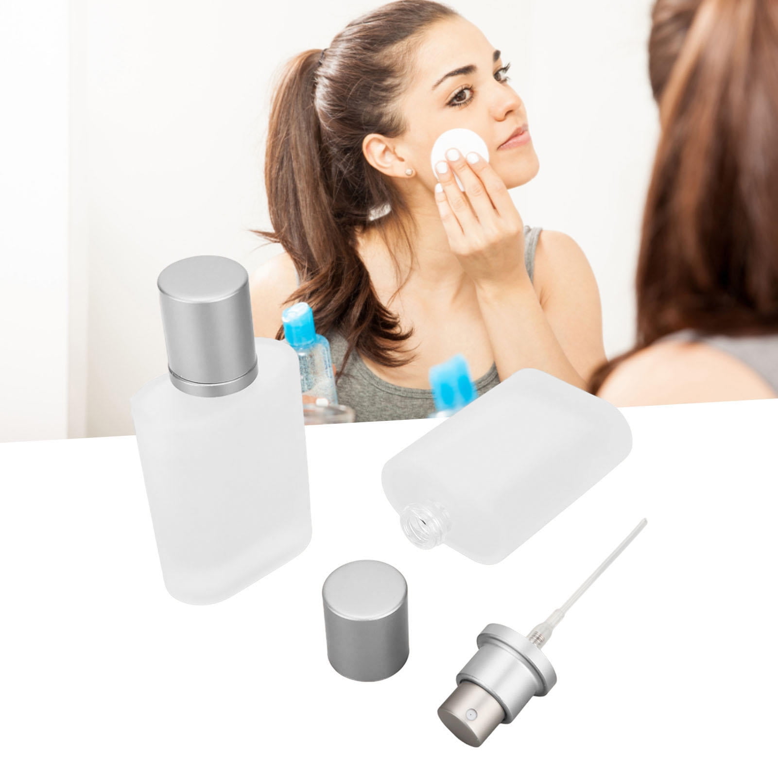 LAZIOEGR 2-Pack 50ml Thick Glass Perfume Spray Bottles – Matte Transparent, Leak‑Proof, Refillable – Ideal for Perfume, Cologne, Makeup Remover, Travel & Outdoor Use