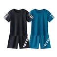 thumbnail image 2 of Amidoa Boys Athletic Shorts Set 2 Piece Quick-dry Performance T-Shirt and Active Shorts Outfit,Brown Size 5T, 2 of 4
