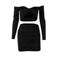 thumbnail image 4 of Women's 2-Piece Crop Top & Bodycon Skirt Set - Ruched Design - Sexy Party Outfit (XS-XXL), 4 of 4