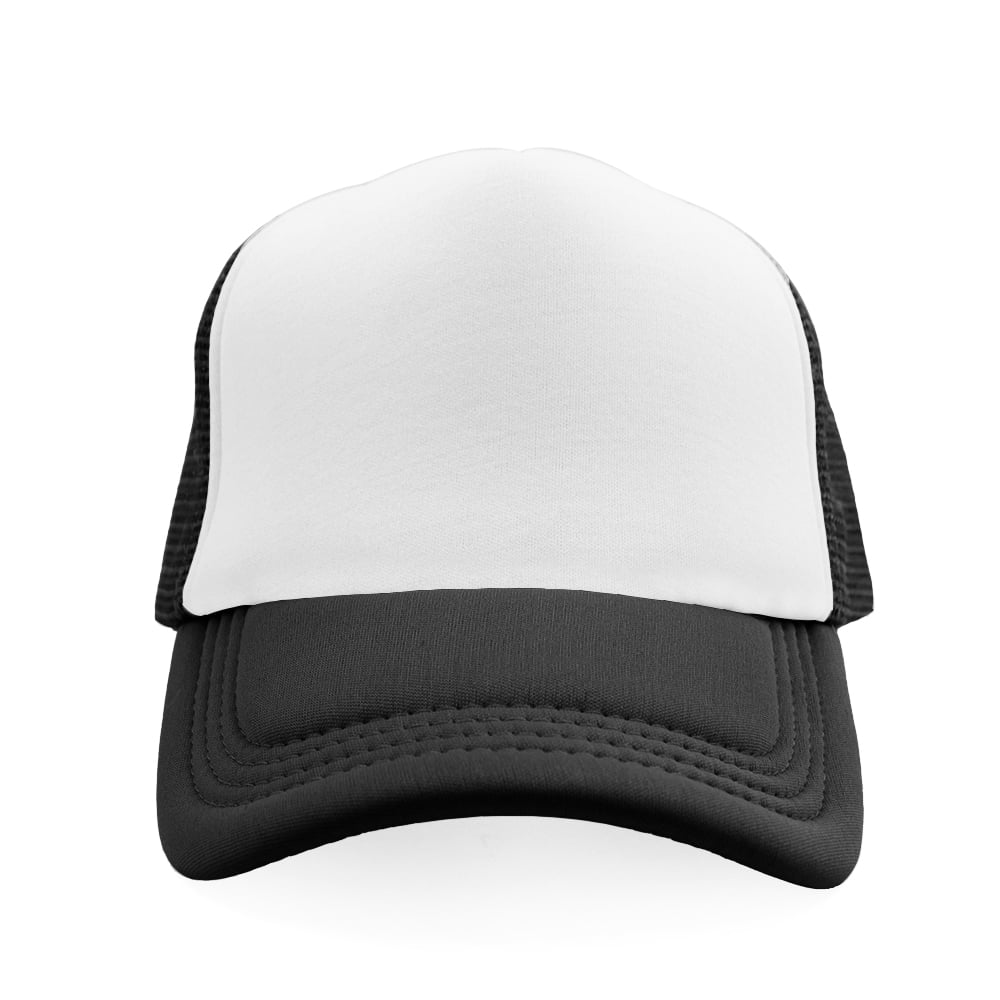 Toptie Blank 5 Panel Trucker Hat Foam Front Mesh Back 2 Tone Trucker  Snapback Hat-Black White