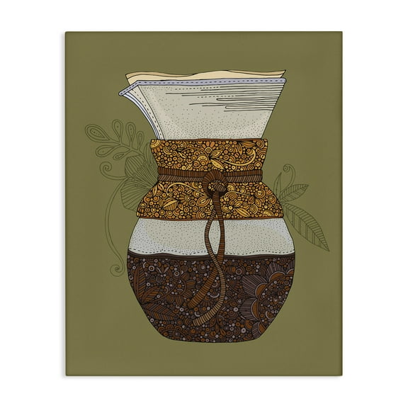 Stupell Industries Pour Over Coffee Maker Food & Beverage Painting Gallery Wrapped Canvas Art Print Wall Art, 16 x 20