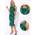 thumbnail image 2 of DARING DIVA Mesh Floral Sleeveless Crew Neck Cocktail Midi Dress XS Dark Green, 2 of 6