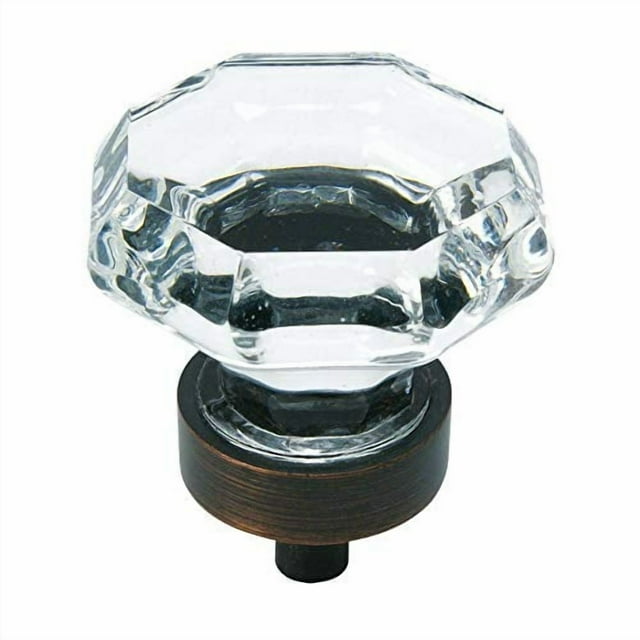 Cosmas 5268ORB-C - Juego de 5 pomos para gabinete de bronce aceitado con cristal transparente, 1-5/16 pulgadas de diámetro