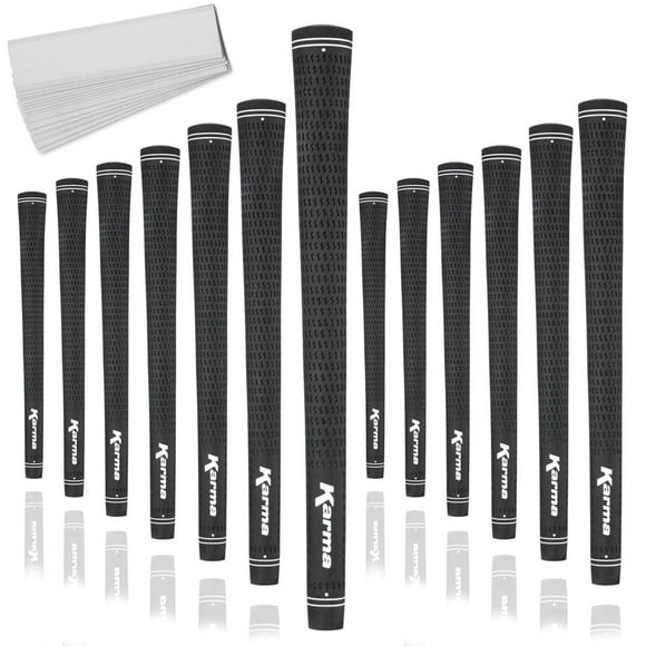 Karma Velours Noir Taille Moyenne (+1/32 Pouces) Grips de Golf, Lot de 13 avec 13 Bandes de Grip de Golf