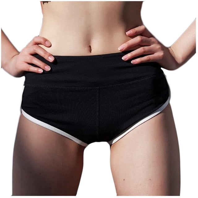 Gibobby Leggings cortos de yoga para mujer Pantalones cortos deportivos de Yoga para correr de color sólido para mujer(Negro,CH)