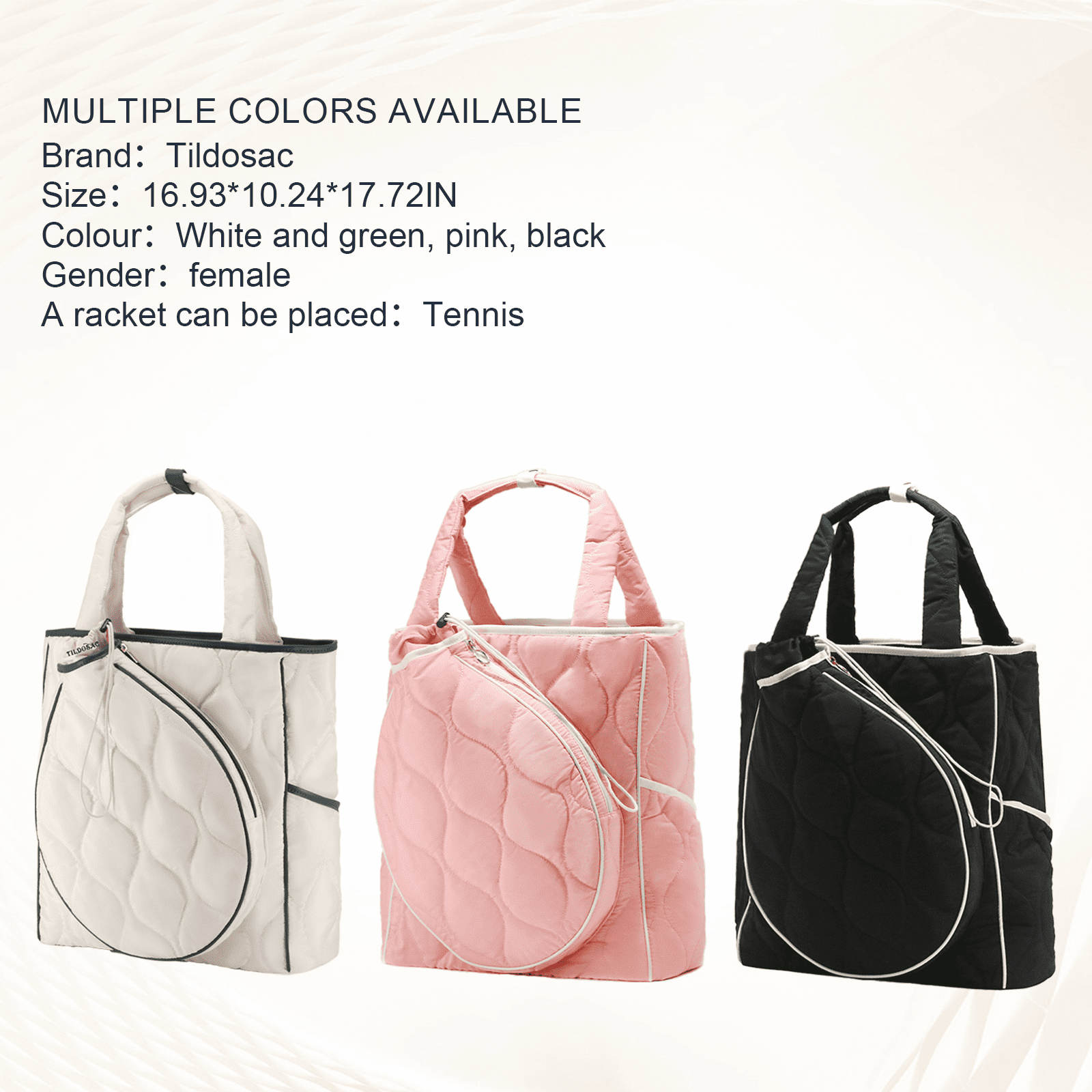 CCGTIOR 2-in-1 Tennis Tote Bag & Tennis Racket Backpack – Extra-Large Quilted Pickleball Racquet Bags, Water-Resistant & Lightweight for Men & Women (Black)