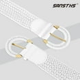 thumbnail image 4 of Women Braided Rattan Wide Belt Woven Waist Belt With Half-Circle Buckle for Summer Dress Jeans Pants, 4 of 7
