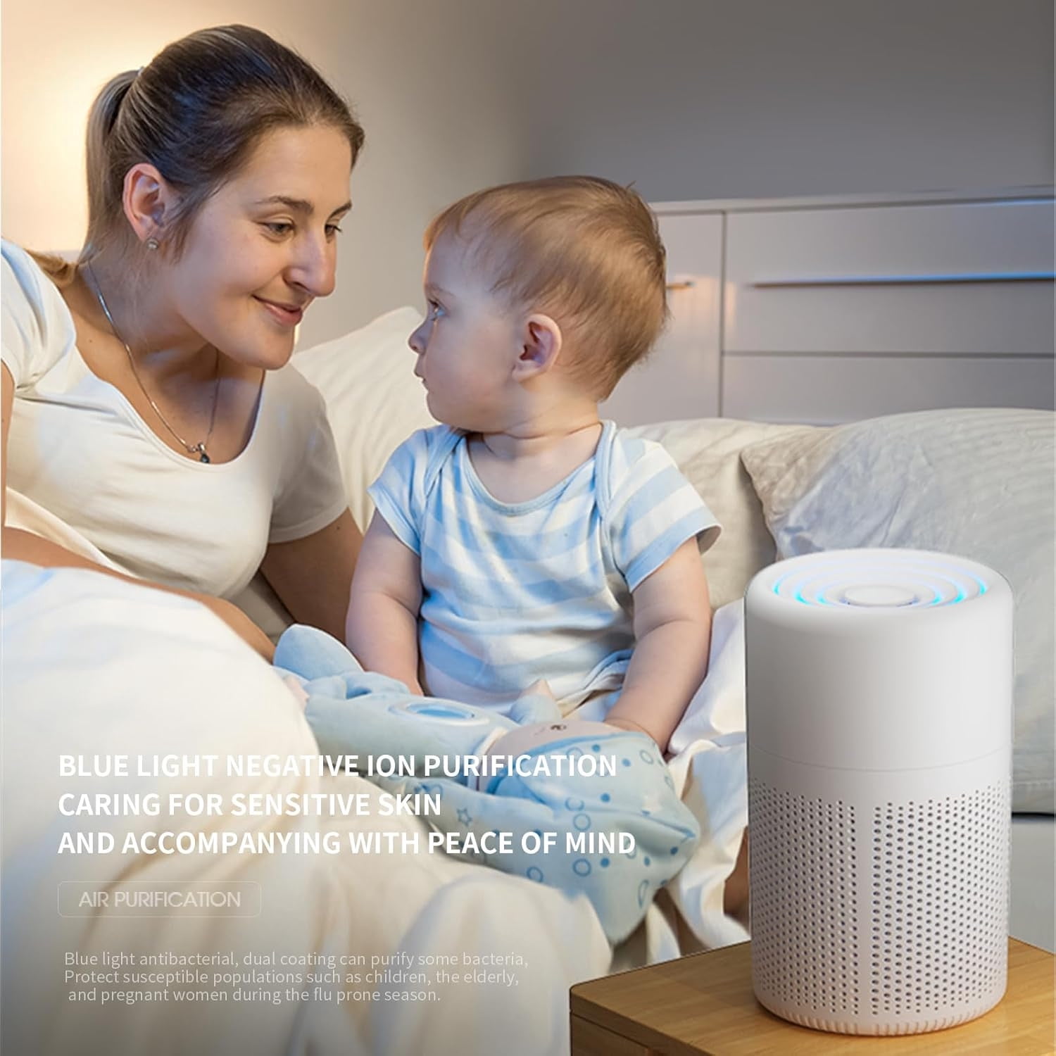 COM1950s Desktop Air Purifier USB, Small Room Air Purifier for Smoke and PM2.5, Portable Desktop Air Cleaner for Home, Office and Indoor Use