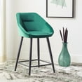 thumbnail image 2 of SAFAVIEH Zorica Tufted Counter Stool, Emerald/Black (21.3 in. W x 20.8 in. D x 25.5 in. H), 2 of 12