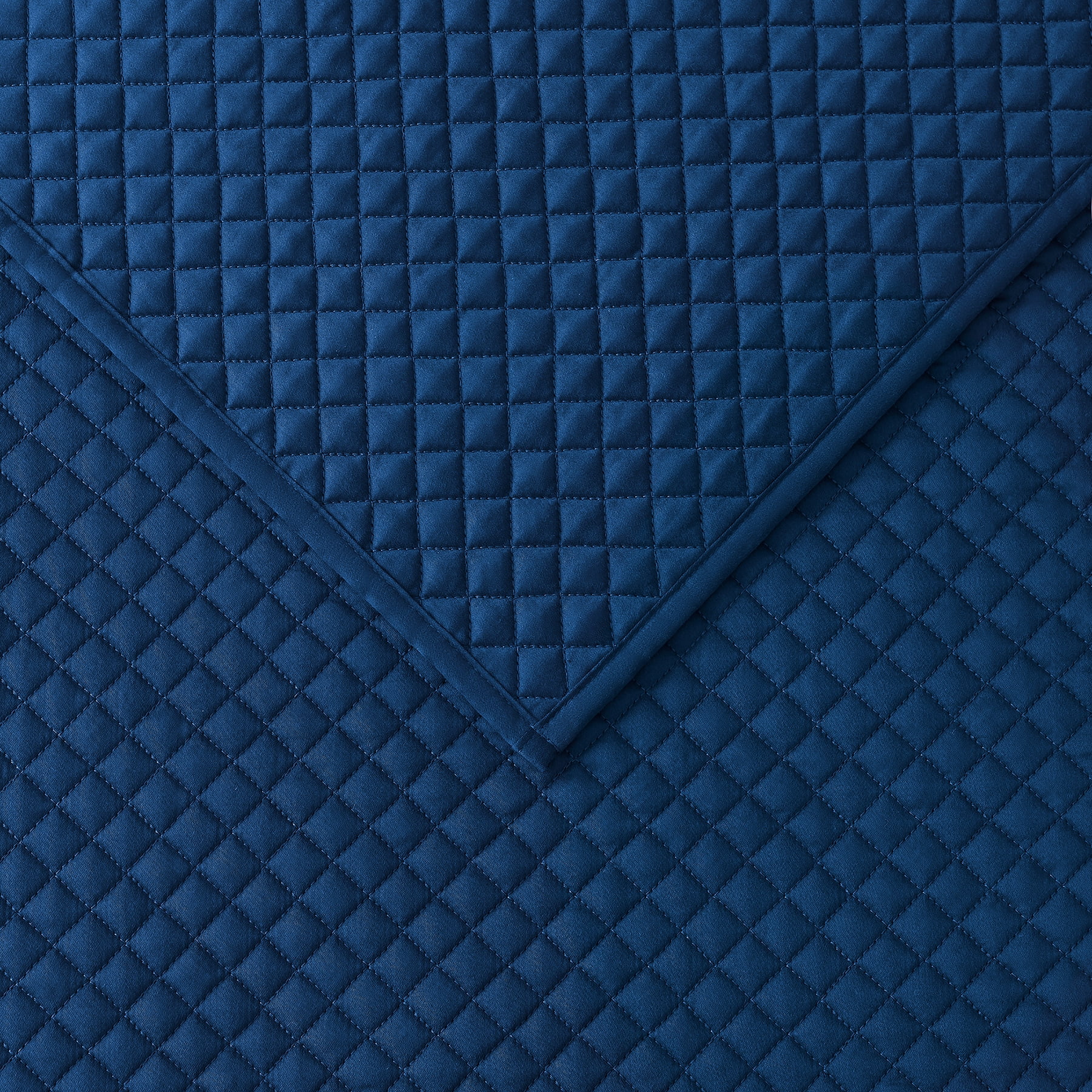 Wamsutta 1846 Cotton Tencel 3-Piece Titan Blue Diamond Stitch Quilt Set, Full/Queen