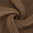 thumbnail image 5 of Htigea Womens Off the Shoulder Sweater Solid V Neck Long Sleeve Loose Knitted Pullover Ripped Crop Top Brown M, 5 of 6