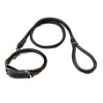 thumbnail image 1 of Circle T - Collar redondo para perros de cuero curtido en roble, color negro, 1 of 5