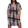 thumbnail image 1 of Doble de todo, por si acaso *Skiving Snax* Vestido holgado con bolsillos, estilo coreano, vestidos largos para mujer, 1 of 7