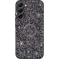 thumbnail image 3 of Luxury Bling Phone Case Compatible with Samsung Galaxy S22+ Plus (Not S22) for Women Girls, Slim Soft TPU Bumper Glitter Sparkle Shiny Cover with Ring Kickstand for Galaxy S22 Plus CZ-Black, 3 of 10