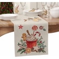 thumbnail image 3 of Christmas Table Runner 72 Inches Long, Gingerbread Man Coffee Cappuccino Vintage Kitchen Dining Table Decoration Winter Holiday Table Runner for Home Party Decor 13x72 Inch, 3 of 6