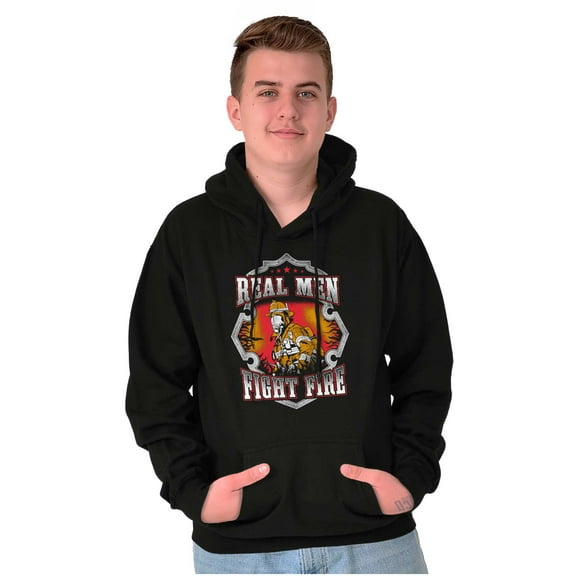 Real Men Fight Fire Firefighter Men's Big & Tall Graphic Hoodie Brisco Brands 2X