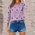 thumbnail image 6 of Sriper Three Quarter Sleeve Crew Neck Tops for Women,Cute Slim Fit 3/4 Sleeve Shirts,2025 Fall Tops & Blouses,Tunic Pullover,Business Casual Outfits,Camisetas Mujer Ofertas Purple 2X, 6 of 7