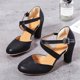 thumbnail image 5 of De mujer Hebilla de color sólido Punta redonda Corte bajo Tacón grueso Zapatos de tacón alto Wmkox8yii  hfjk1152, 5 of 6