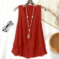 thumbnail image 2 of UPPADA Womens Summer Tank Top Round Neck Sleeveless Linen Shirts Double Layered Flowy Hem Casual Boho Beach Tees Loose Fit Tunic Blouses,red tank tops L, 2 of 8