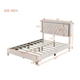 thumbnail image 2 of Harper & Bright Designs Velvet Upholstered LED Platform Bed, Full Size Modern Platform Bed Frame with LED Lights and Tufted Headboard, Beige, 2 of 9