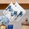 thumbnail image 2 of Navy Blue Tulip Pot Holders for Kitchen Heatproof Potholder, 4 Pack Watercolor Farmhouse Floral Botanical Hot Pads Multipurpose Oven Pads Cloth Potholders Trivet for Cooking and Baking, 2 of 8