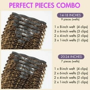 LUVME Seamless Brown Highlight Deep Wave Clip in Hair Extensions 135g 9pcs / 7pcs with Free Gift