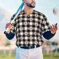 thumbnail image 5 of Lsque Black Plaid Heart Pattern Mens Polo Golf Shirts Funny Graphics Shorts Sleeve Button Shirts Baseball T-shirt-3X-Large, 5 of 7