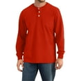 thumbnail image 4 of Homeyce Mens Long Sleeve Henley Shirts Solid Color with Button Henley Shirt Summer Lightweight Stand Collar T-Shirts Big and Tall Top Pullover,Red 3XL, 4 of 6