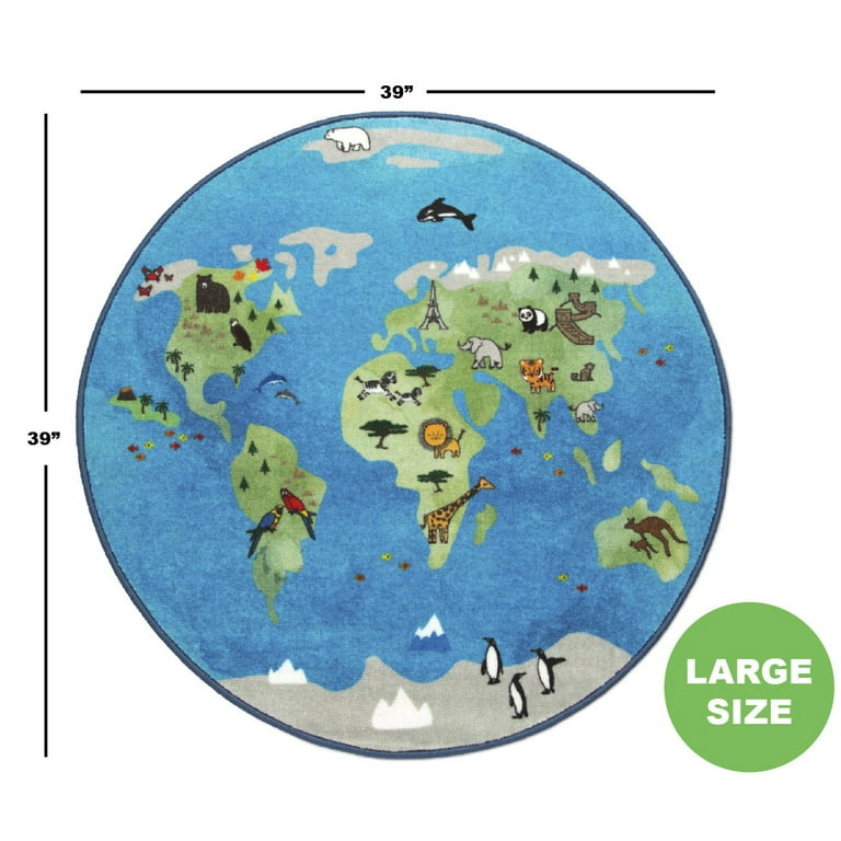 Kids World Map Rug
