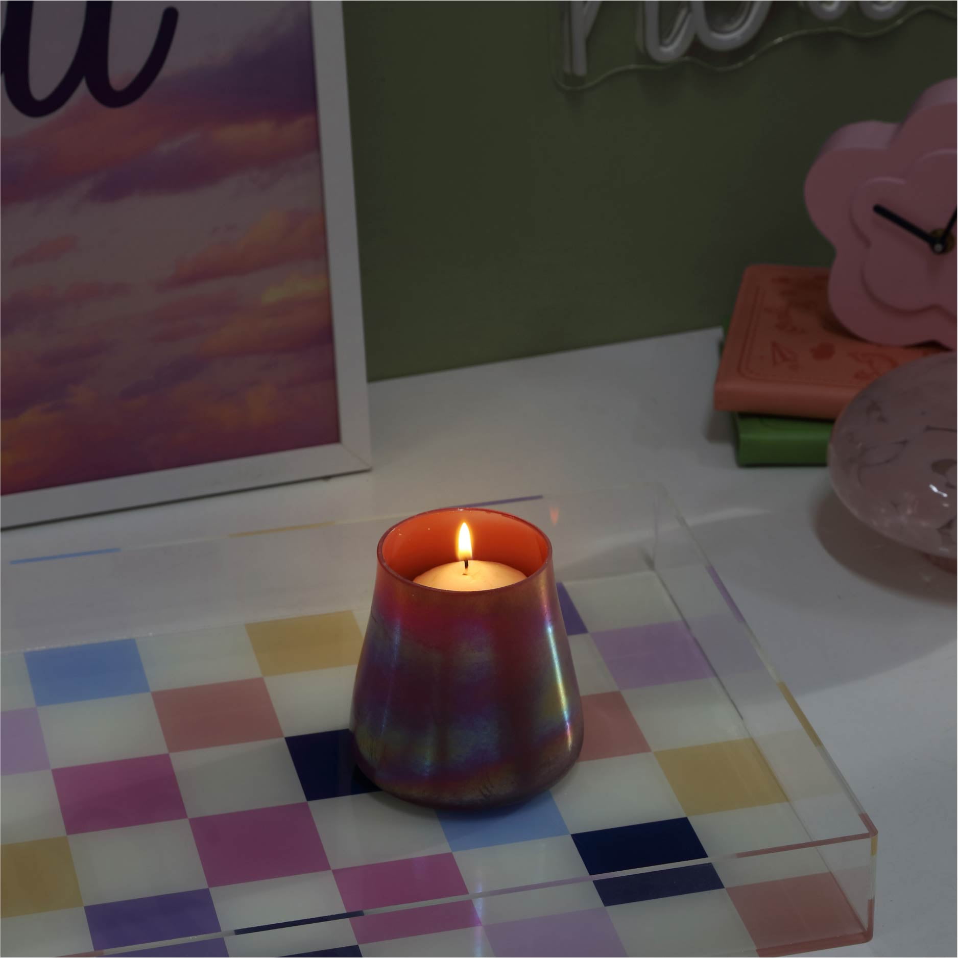 Urban Shop 6.7" x 5.9" Lidded Iridescent Purple Mushroom Candle