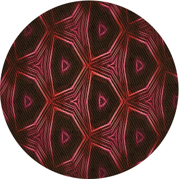 Ahgly Company Indoor Round Patterned Blood Red Brown Area Rugs, 3' Round
