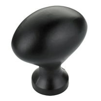 Classic Football Style Flat Black Cabinet Hardware Knob, 1-3/16 (30mm) Inch Overall Length