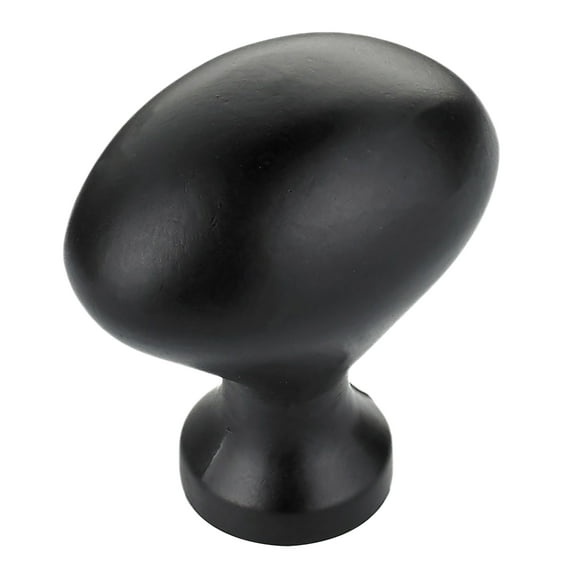 Classic Football Style Flat Black Cabinet Hardware Knob, 1-3/16 (30mm) Inch Overall Length