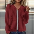 thumbnail image 2 of JGGSPWM Womens Full Zip Up Cardigan Lightweight Comfort Casual Solid Color Long Sleeve Sweatshirt Coat with Pocket Red XL, 2 of 6