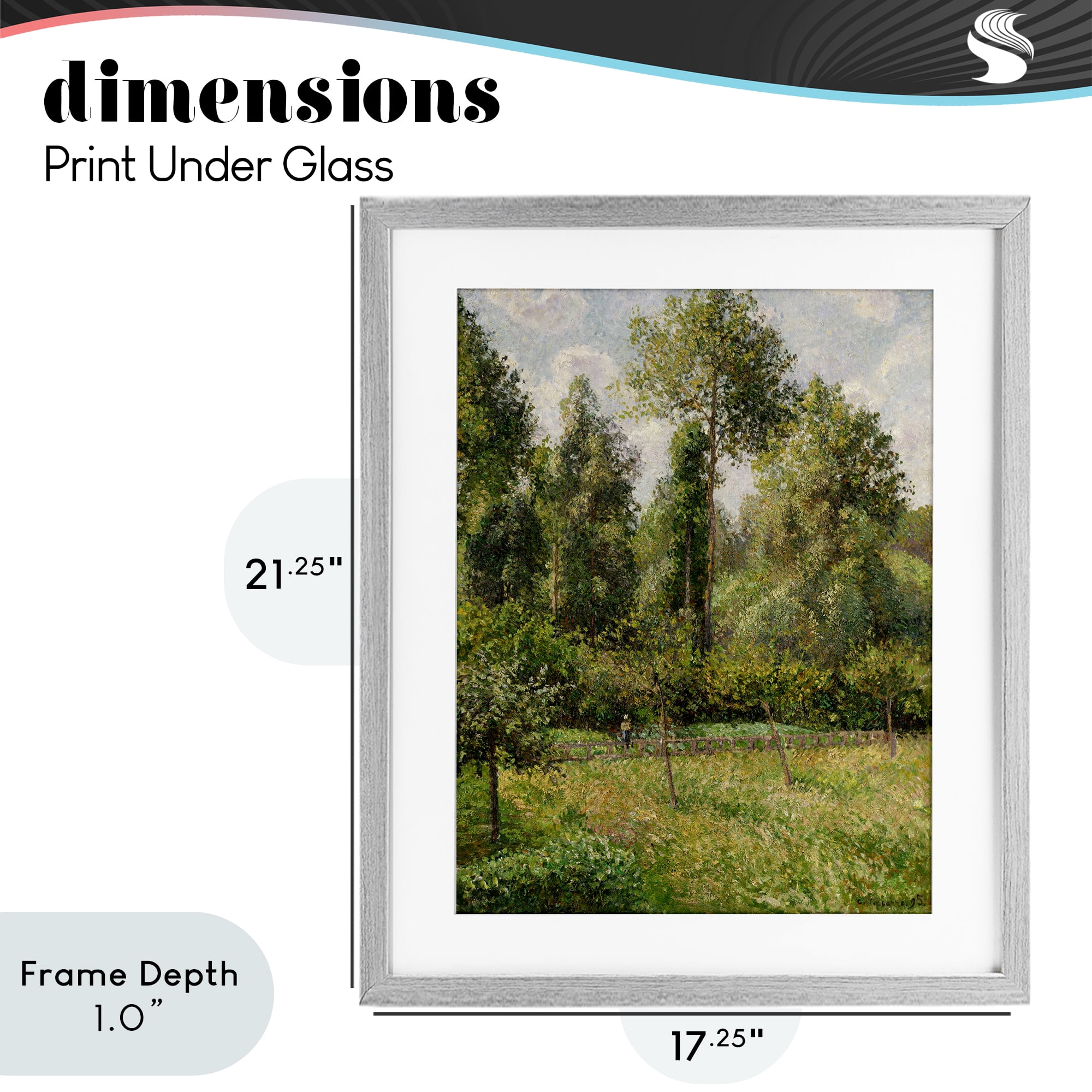 Stupell Industries Poplars Classic Landscape Gray Framed Print Under Glass, design by Camille Pissarro