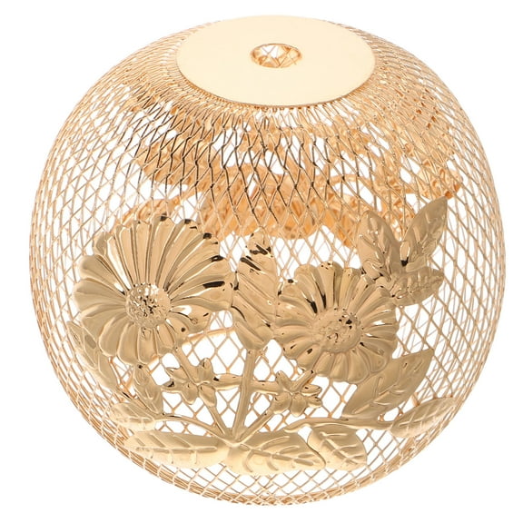 WHAMVOX Wrought Iron Lamp Shade Hollow Out Drum Lampshade Wire Lamp Cage Industrial Lamp Shade Cage Light Metal Lamp Guard Golden