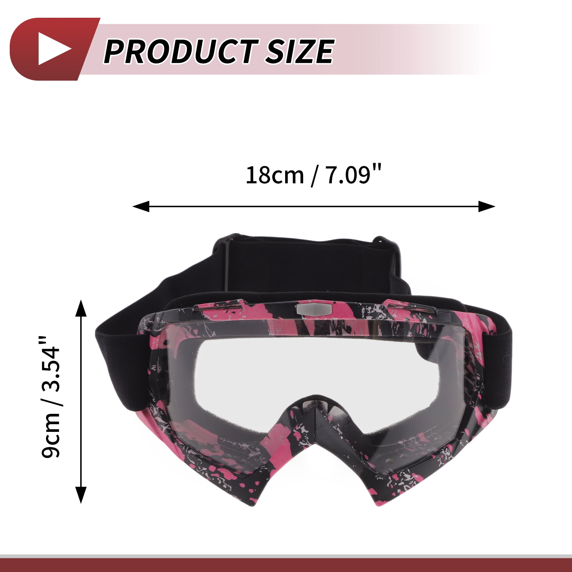 Unique Bargains Motorcycle Riding Goggles PC TPU Cycling Sunglasses Clear Lens Black Pink Frame