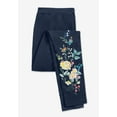 thumbnail image 5 of Woman Within Plus Size Tall Stretch-Cotton Knit Pull-On Embroidered Leggings, 5 of 6