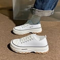 thumbnail image 3 of Women Platform Canvas Sneakers Lace Up Casual Thick Sole Casual Shoes, 3 of 6